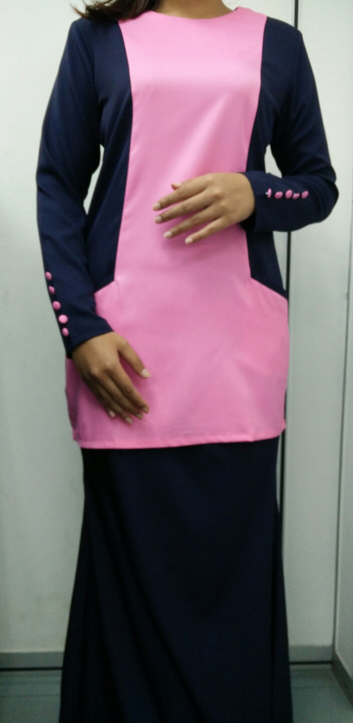  Baju  Kurung  Modern GA831SU 5477 Pink Blue XS  Gene 