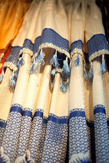 Curtain - Blue Colour and Beige