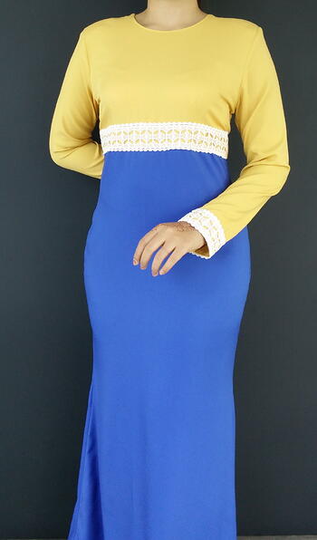 Jubah Modern - HA684FD Col 27/77 Yellow/Blue Size M