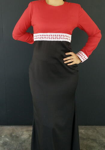 Jubah Modern - HA684FD Col 55/99 Red/Black Size M