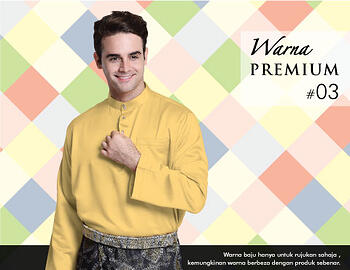 Baju Melayu -100 Warna Premium 03 Yellow - Size L