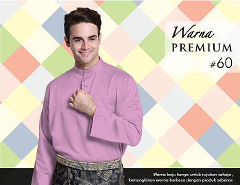Baju Melayu -100 Warna Premium 60 Purple Size XXL