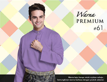 Baju Melayu -100 Warna Premium 61 Purple Size XXL