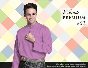 Baju Melayu -100 Warna Premium 62 Purple Size L