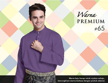 Baju Melayu -100 Warna Premium 65 Purple Size L