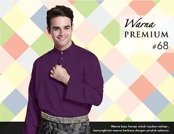 Baju Melayu -100 Warna Premium 68 Purple Size M