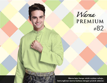 Baju Melayu -100 Warna Premium 82 Green Size XS
