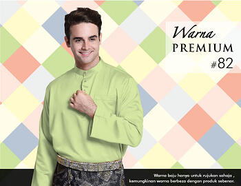 Baju Melayu -100 Warna Premium 82 Green Size M