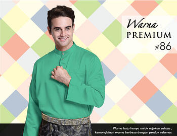 Baju Melayu -100 Warna Premium 86 Green Size XS