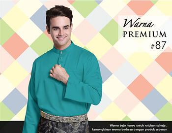 Baju Melayu -100 Warna Premium 87 Green Size L