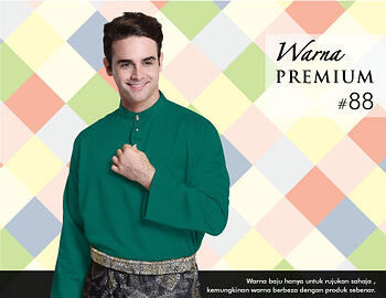 Baju Melayu -100 Warna Premium 88 Green Size S