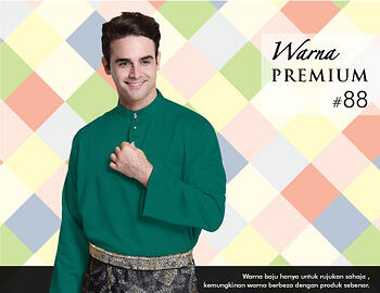 Baju Melayu -100 Warna Premium 88 Green Size XXL