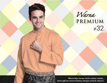 Baju Melayu -100 Warna Premium 32 Orange Size XS