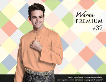 Baju Melayu -100 Warna Premium 32 Orange Size M