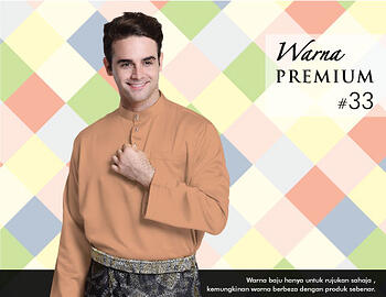 Baju Melayu -100 Warna Premium 33 Orange Size XS