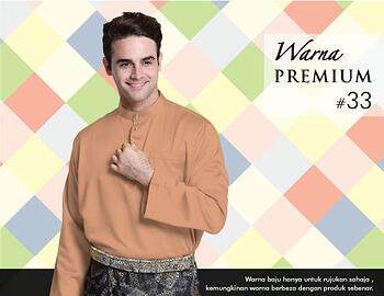 Baju Melayu -100 Warna Premium 33 Orange Size S