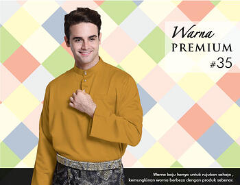 Baju Melayu -100 Warna Premium 35 Orange Size XS