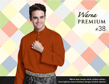 Baju Melayu -100 Warna Premium 38 Orange Size XXL