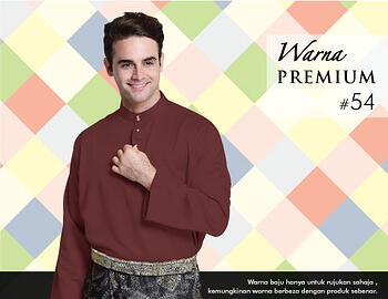 Baju Melayu -100 Warna Premium 54 Red Size XXL