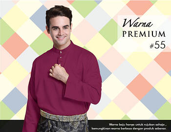 Baju Melayu -100 Warna Premium 55 Red Size L