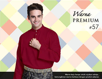 Baju Melayu -100 Warna Premium 57 Red Size XL