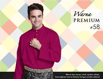 Baju Melayu -100 Warna Premium 58 Red Size XS