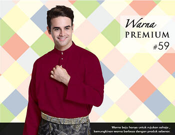 Baju Melayu -100 Warna Premium 59 Red Size XS