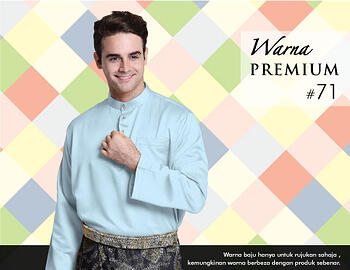 Baju Melayu -100 Warna Premium 71 Blue Size XXL