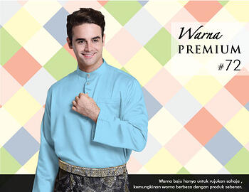 Baju Melayu -100 Warna Premium 72 Blue Size S