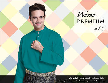 Baju Melayu -100 Warna Premium 75 Blue Size XS