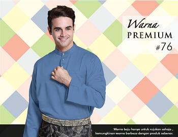 Baju Melayu -100 Warna Premium 76 Blue Size S