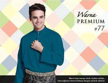 Baju Melayu -100 Warna Premium 77 Blue Size XS