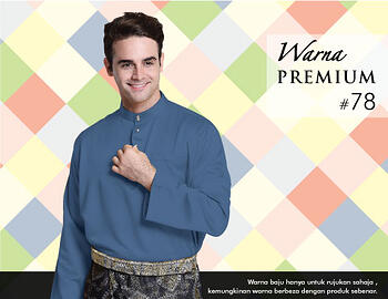 Baju Melayu -100 Warna Premium 78 Blue Size XL