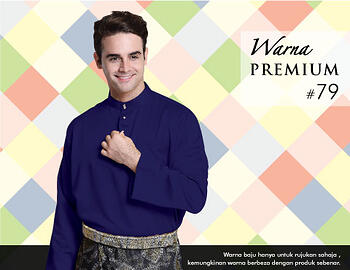 Baju Melayu -100 Warna Premium 79 Blue Size XS