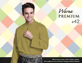 Baju Melayu -100 Warna Premium 42 Brown Size L