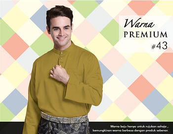 Baju Melayu -100 Warna Premium 43 Brown Size XL