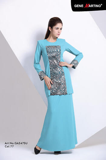 Baju Kurung Modern - GA347SU Col 77 Blue Size XXL