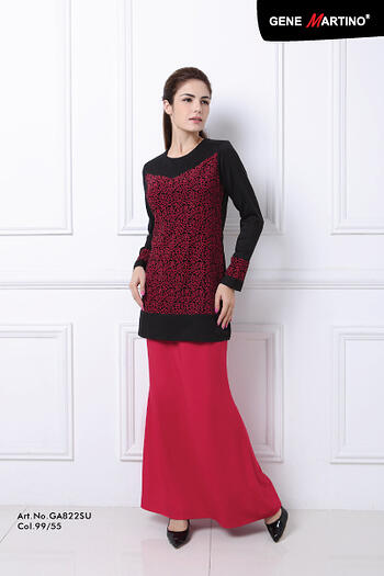 Baju Kurung Modern - GA822SU Col 99/55  Black/Red Size XXL