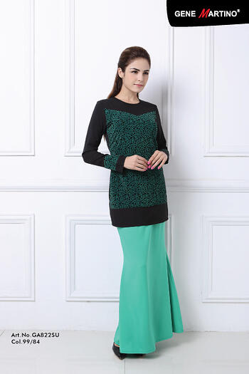 Baju Kurung Modern - GA822SU Col 99/84  Black/Green Size L
