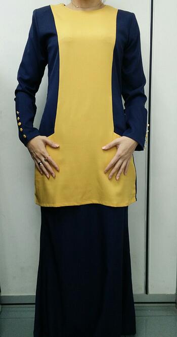 Baju Kurung Modern - GA831SU 4379 Yellow/Blue XXL