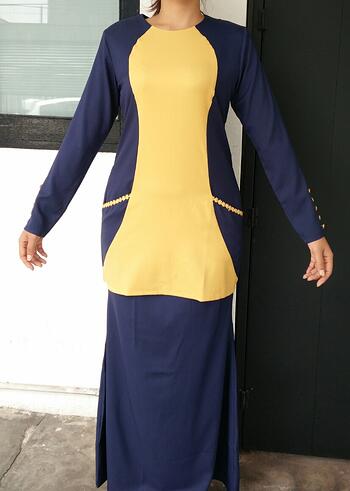 Baju Kurung Modern - GA836SU 7943 Blue/Yellow XS