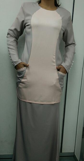 Baju Kurung Modern - GA836SU 9232 Grey/LightBrown XL