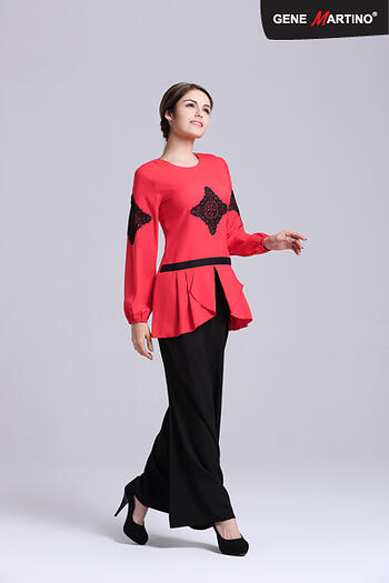 Baju Kurung Modern - GA677SU 5599 Red/Black XS