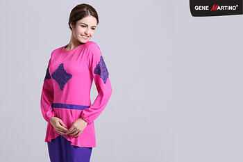 Baju Kurung Modern - GA677SU 5765 Red/Purple XS