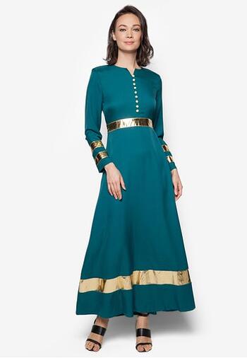 Jubah Modern - HA682FD Col 87 Dark Green Size XS
